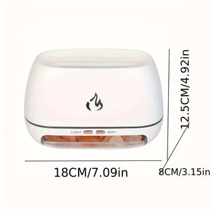 Himalayan Salt Stone Flame Ultrasonic Humidifier Essential Oil Diffuser Night Light 1005008013977530-Wood