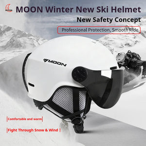 Inmold Ski Helmet With Integrated Goggles Pc Eps Adult Protection 32971475269-Black-M