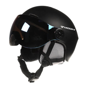 Inmold Ski Helmet With Integrated Goggles Pc Eps Adult Protection 32971475269-Black-M
