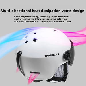 Inmold Ski Helmet With Integrated Goggles Pc Eps Adult Protection 32971475269-Black-M