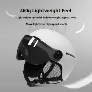 Inmold Ski Helmet With Integrated Goggles Pc Eps Adult Protection 32971475269-Black-M