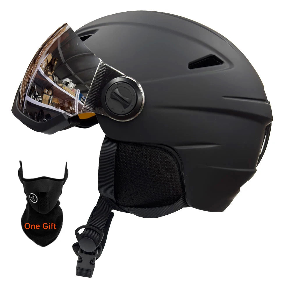 Integrally Molded Ski Helmet With Visor For Adult Snow Sports 1005007878158573-White-L(59-61cm)