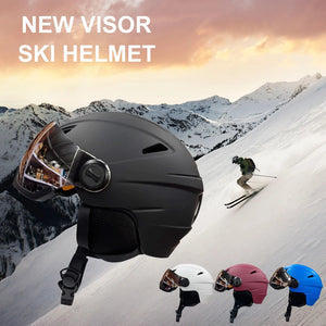 Integrally Molded Ski Helmet With Visor For Adult Snow Sports 1005007878158573-White-L(59-61cm)