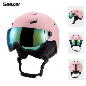 Integrated Ski Helmet With Snow Goggles For Adult Men And Women 1005009839936984-Dark blue-M 55-58CM