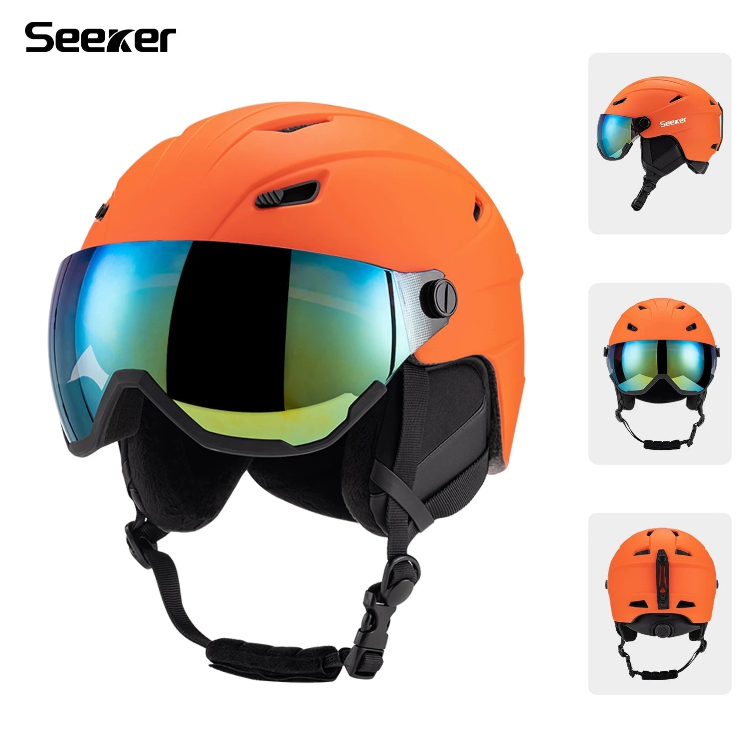 Integrated Ski Helmet With Snow Goggles For Adult Men And Women 1005009839936984-Dark blue-M 55-58CM