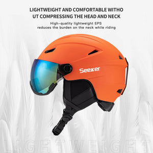 Integrated Ski Helmet With Snow Goggles For Adult Men And Women 1005009839936984-Dark blue-M 55-58CM