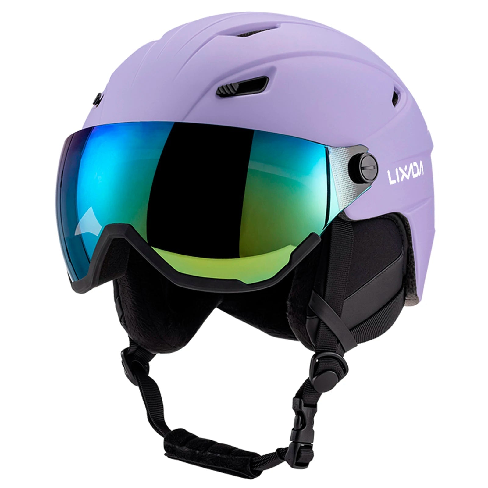 Integrated Ski Helmet With Visor Goggles, Adjustable Fit, 14 Vents 1005007383067870-PURPLE-M