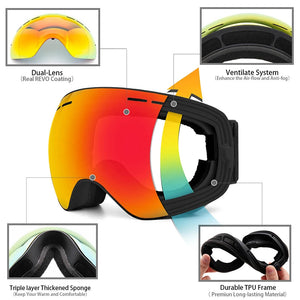 Interchangeable Lens Ski Goggles With Anti Fog Uv Protection Otg 32719782428-C2 Blue Blue