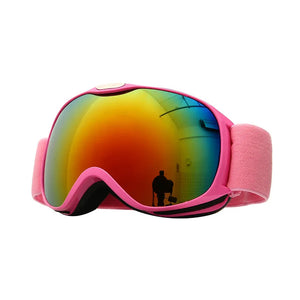 Kids Ski Goggles Dual Layer Anti Fog Otg Uv400 Windproof Lens 1005009617334736-Black red lens