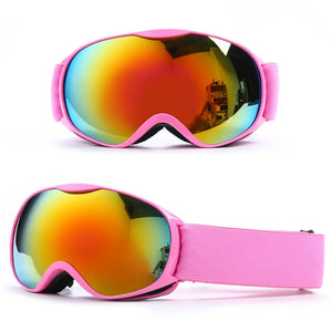 Kids Ski Goggles Dual Layer Anti Fog Otg Uv400 Windproof Lens 1005009617334736-Black red lens