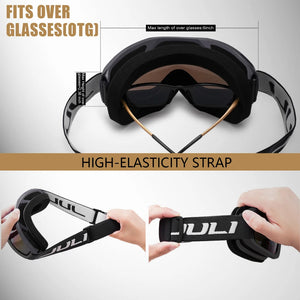 Kids Ski Goggles With Anti Fog Uv400 Lens And Flexible Frame 1005003217537497-D1 Black Red Kids