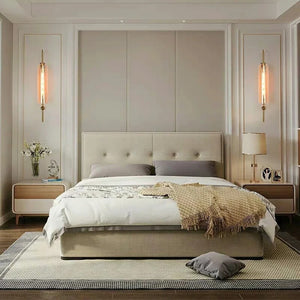 LED Cylinder Wall Light Modern Brass Glass Sconce for Bedroom