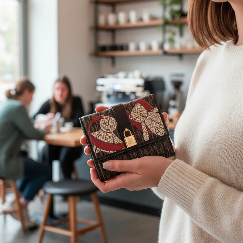 Letter Print Pu Wallet For Women, Valentines Gifts For Her 1005007885111384-CA10-DP-COFFEE