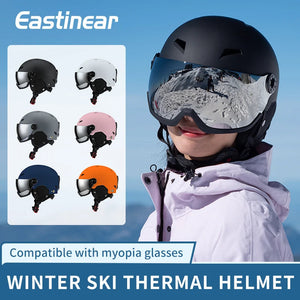 Lightweight Thermal Ski Helmet With Integrated Goggles And Adjustable Fit 1005006122276903-Pink-L(59-61cm)