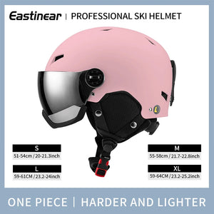 Lightweight Thermal Ski Helmet With Integrated Goggles And Adjustable Fit 1005006122276903-Pink-L(59-61cm)