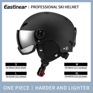 Lightweight Thermal Ski Helmet With Integrated Goggles And Adjustable Fit 1005006122276903-Pink-L(59-61cm)