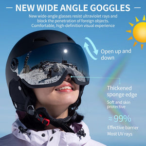 Lightweight Thermal Ski Helmet With Integrated Goggles And Adjustable Fit 1005006122276903-Pink-L(59-61cm)