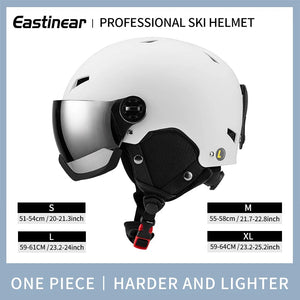 Lightweight Thermal Ski Helmet With Integrated Goggles And Adjustable Fit 1005006122276903-Pink-L(59-61cm)