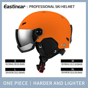Lightweight Thermal Ski Helmet With Integrated Goggles And Adjustable Fit 1005006122276903-Pink-L(59-61cm)