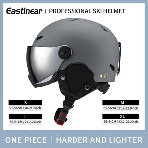 Lightweight Thermal Ski Helmet With Integrated Goggles And Adjustable Fit 1005006122276903-Pink-L(59-61cm)
