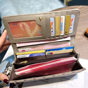 Long Cowhide Leather Clutch Wallet With Valentines Gifts For Her Style 1005005549593158-Blue