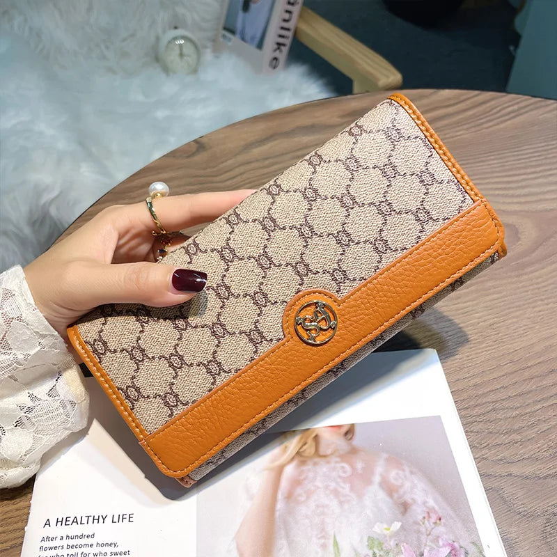 Long Cowhide Leather Clutch Wallet With Valentines Gifts For Her Style 1005005549593158-Blue