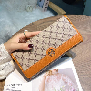 Long Cowhide Leather Clutch Wallet With Valentines Gifts For Her Style 1005005549593158-Blue