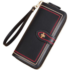 Long Zip Around Women Wallet Wristlet, Valentines Gifts For Her 1005004855396096-Black