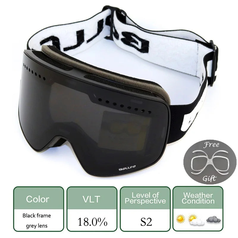 Magnetic Double Lens Ski Goggles Uv400 Anti Fog Snow Glasses 4000980893579-Ski Glasses lens