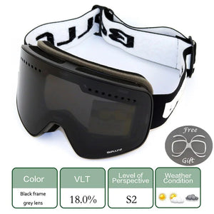 Magnetic Double Lens Ski Goggles Uv400 Anti Fog Snow Glasses 4000980893579-Ski Glasses lens