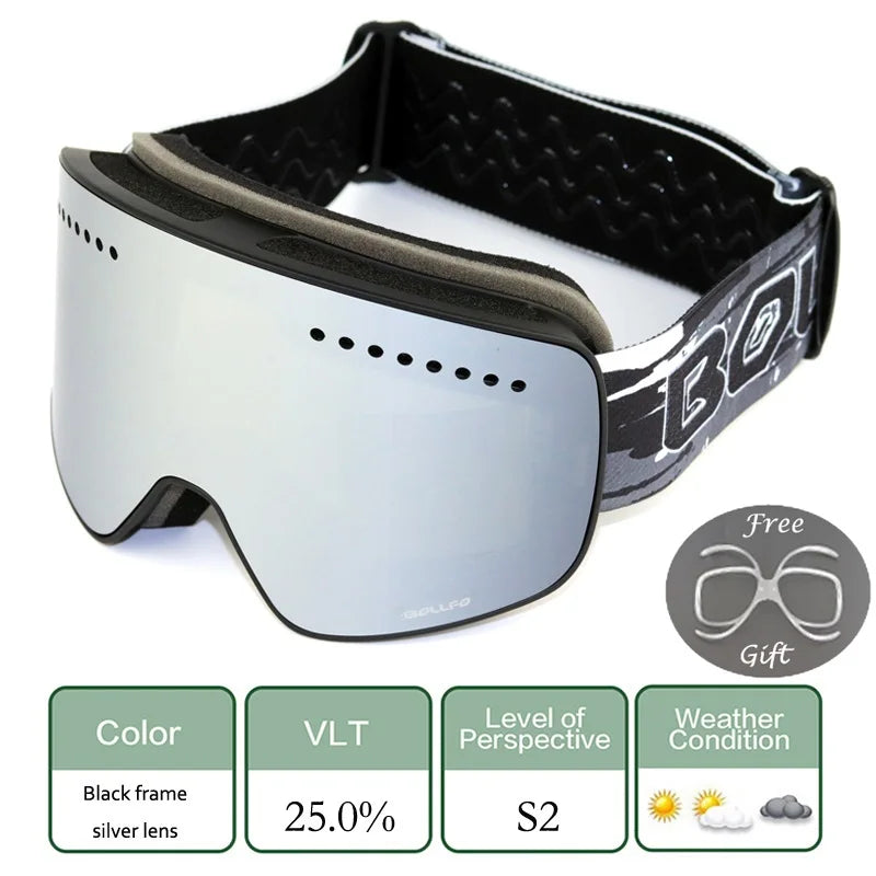Magnetic Double Lens Ski Goggles Uv400 Anti Fog Snow Glasses 4000980893579-Ski Glasses lens