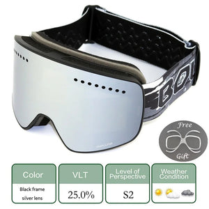 Magnetic Double Lens Ski Goggles Uv400 Anti Fog Snow Glasses 4000980893579-Ski Glasses lens