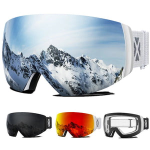 Magnetic Double Lens Ski Goggles With Anti Fog Uv400 Protection 1005006123911456-X4 Red White