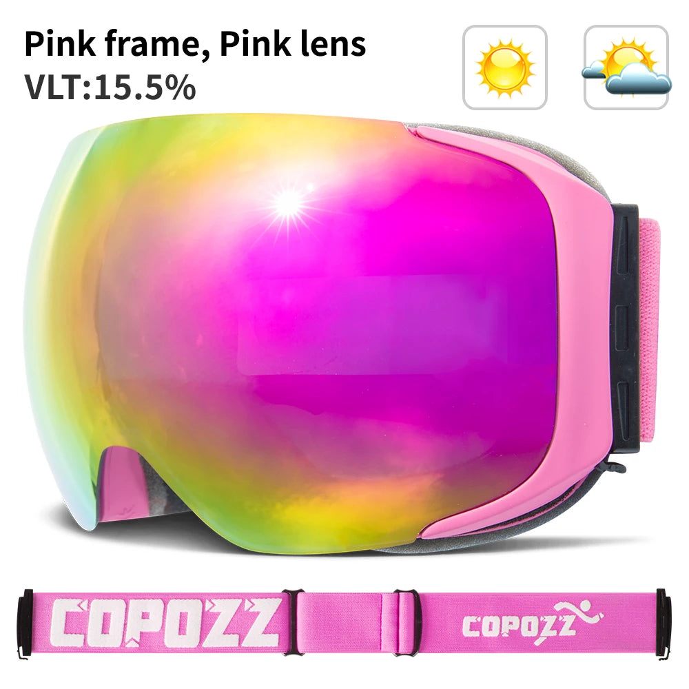Magnetic Lens Ski Goggles With Uv400 Anti Fog Mirror Coating 32781668452-Frame Red