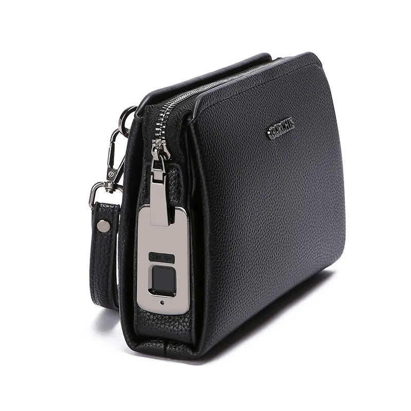 Men'S Large Capacity Clutch Wallet With Combination Lock Valentines Gifts For Him 1005009455680056-Fingerprint Brown