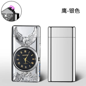 Metal Dual Arc Usb Lighter With Dial, Valentines Gifts For Him 1005005073883067-silver