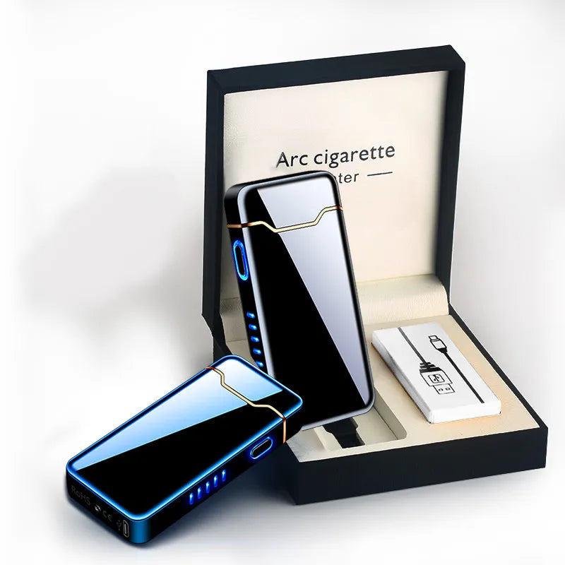 Metal Usb Rechargeable Pulse Arc Lighter With Valentines Gifts For Him 1005005002562474-Silver ice