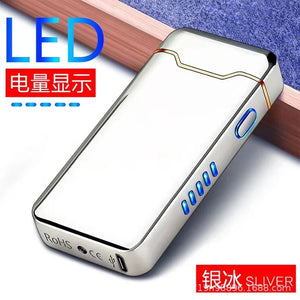 Metal Usb Rechargeable Pulse Arc Lighter With Valentines Gifts For Him 1005005002562474-Silver ice