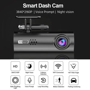 Mini 4K Wifi Dash Cam With Night Vision And Parking Monitor 1005006994492761-Only 4K Dashcam-B47P-64G
