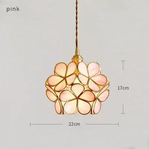 Modern Brass Flower Glass Pendant Light