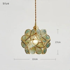 Modern Brass Flower Glass Pendant Light
