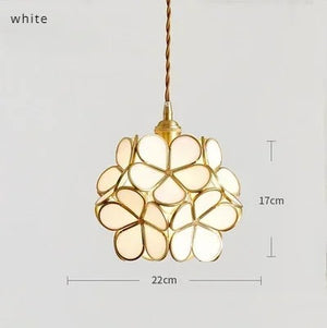 Modern Brass Flower Glass Pendant Light