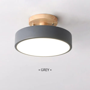 Modern Macaron Wooden Round LED Ceiling Light