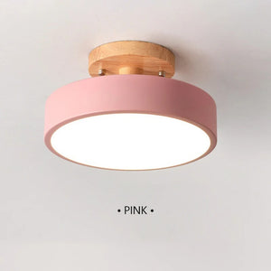 Modern Macaron Wooden Round LED Ceiling Light