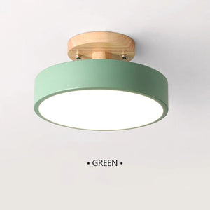 Modern Macaron Wooden Round LED Ceiling Light