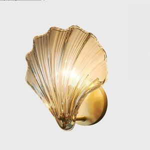 Modern Shell Glass Wall Light – Minimalist Coastal Sconce for Bedroom or Hallway