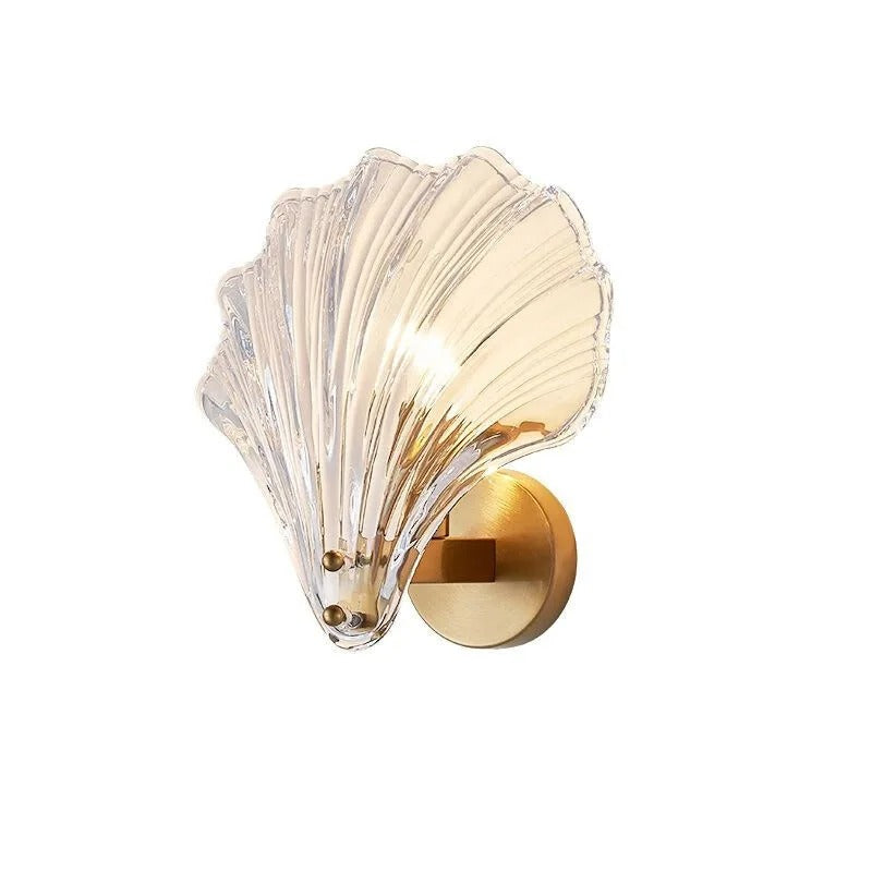 Modern Shell Glass Wall Light – Minimalist Coastal Sconce for Bedroom or Hallway