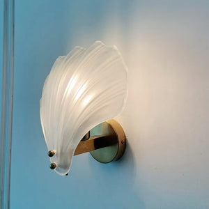 Modern Shell Glass Wall Light – Minimalist Coastal Sconce for Bedroom or Hallway