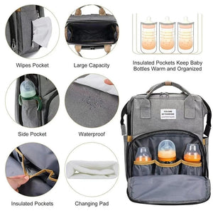 Multifunctional Diaper Backpack with Foldable Changing Bed