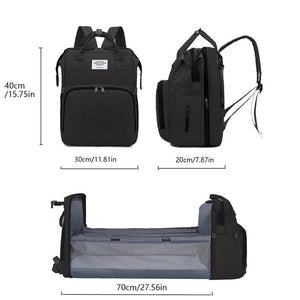 Multifunctional Diaper Backpack with Foldable Changing Bed